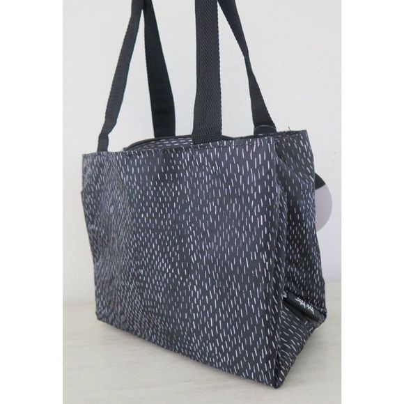 Nicole Miller New York N4684-01L Black/Wht Dashed Line Insulated 11" Lunch Tote - Picture 2 of 12